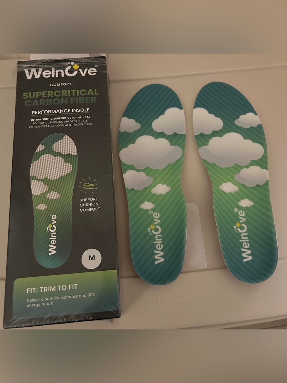 Welnove Supercritical Carbon Fiber Performance Insoles sz Medium (M) new in box